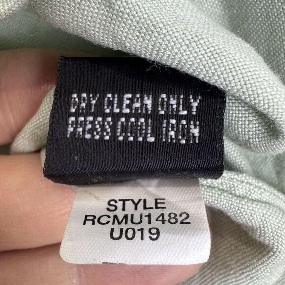 EllenTracy Linen Blend Utility Button Up Shirt Size 16 Pistachio Green Lagenlook - Picture 6 of 9